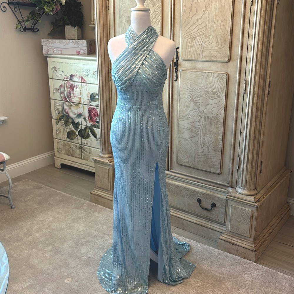 NEW Blue Prom Dress, Blue Dress, Maxi Dress, Sequin Dress, NWOT Size 2